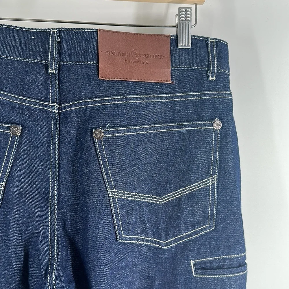 Western Welder jeans dark blue side pockets workwear work jeans sz 28 x 34
